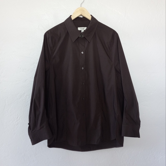 COS Chocolat Brown Oversized Poplin Button Down Shirt 12 - Picture 4 of 13